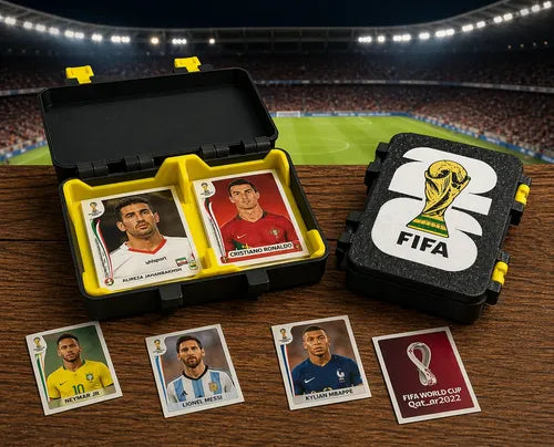 Estuche Porta Estampas Mundial 2026 Negro con Rojo